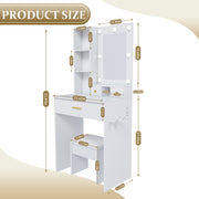 Vanity Desk Set with LED Lighted Mirror & Padded Stool