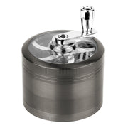 Herb Spice Tobacco Grinder 2.5-inch 4-Piece Zinc Alloy Hand Crank Crusher Kitchen Mill with Pollen Scraper