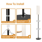 74.8in Tall Floor Lamp with Shade 3200K Warm Yellow Light Modern Standing Lamp Decorative Lamp with Foot Switch 6W Bulb for Bedroom Living Room