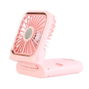 5 In 1 Folding Mini Fan Hands-free Rechargeable Neck Fan Handheld Fan with 3 Speeds Power Bank Phone Holder Neck Strap for Home Office Travel Dormitor
