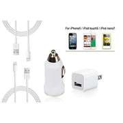 Car & Wall Charger + 2 Cables for iPhone 5/ iTouch 5/ iPod Nano 7