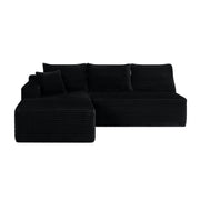 96" L-Shaped Sectional Sofa with Chaise in Plush Corduroy