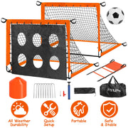 Kids Soccer Goals Set For Backyard Portable Soccer Training Equipment with Ball Pump Cones Agility Ladder Target Carry Bag For Toddler Age 3+ Outdoor