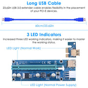 5-Pack PCI-E 1X to 16X GPU Riser Adapters with USB 3.0 & Power Cables