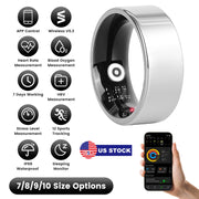 Smart Ring Health Tracker Fitness/Sleep/Stress/HRV Tracker with Charging Case Magnetic Charging Cable for Women's & Men Compatible with iOS & Android 7-