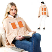 Wearable Heated Throw Blanket Double-Sided Flannel Portable Electric Heating Hoodie For Women's Men Machine Washable 3 Heating Levels Battery Operated