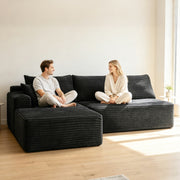 96" L-Shaped Sectional Sofa with Chaise in Plush Corduroy