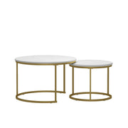 Nesting Coffee Table Set of 2 with Marble Pattern Tops