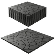 Interlocking Patio Deck Tiles 12 Inch Stone Pattern 44-Piece Set