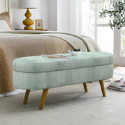 Oval Storage Ottoman Bench with Rubberwood Legs