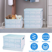 2Pcs 56L Collapsible Storage Bins With Dustproof Lid Waterproof Interior Bag Handle Stackable Storage Box Container Utility Organizer Crate For Campin