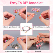 66Pcs Charm Bracelet Making Kit Kids\' Jewelry Necklace Making Kits Colorful DIY Charm Beads Pendant SetÊJewelry Decor Supplies with Gift Box for 5-12