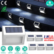 6Packs Solar Step Lights Stainless Steel Outdoor Solar Deck Lights LED Fence Lamp for Outside Garden Backyard Patio Stair Wall
