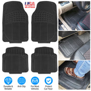 4Pcs Automotive Floor Mats Front and Rear PVC Rubber Floor Mats Heavy Duty Drive Vehicle Car Mats with Trimmable Design Fit Most Cars SUVs Trucks