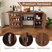 57.5" Foldable Sewing Machine Table with Storage & Casters