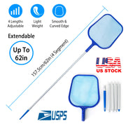 Swinging Pool Skimmer Cleaner Mesh Net Leaf Cleaning Scoop Pool Leaf Rake Debris Skimmer with  Fine Mesh 4 Telescopic Pole Sections For Swimming Pools Ho