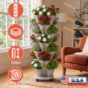 7-Tier Stackable Vertical Planter with Wheels and Drainage