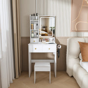 Vanity Desk Set with Lighted Mirror, 4 Drawers & Stool