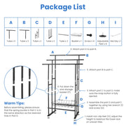 3-Tier Freestanding Towel Rack with Storage Basket - Black
