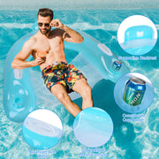 2Pcs Inflatable Float Pool Chair 286lbs Load Water Lounger Floating Mattress with Cup Holder Arm Rest Outdoor Pool Party Beach