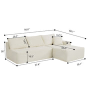 96" L-Shaped Sectional Sofa with Chaise in Plush Corduroy