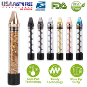 Glass Blunt Pipe Twisty 7-in-1 Grinder Blunt Kit w/ Smoking Metal Tip Cleaning Brush
