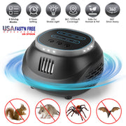 Ultrasonic Rodent Chaser Rat Repellent Pest Driver Mouse Control Squirrel Repeller with 4 Modes 4-65KHz Strobe Light 4 Timer 1292sq.ft. Coverage for R