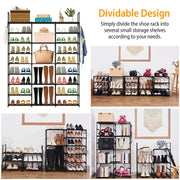 9 Tiers Shoe Rack Metal Shoe Storage Shelf Free Standing Large Shoe Stand 50-55 Pairs Shoe Tower Unit Tall Shoe Organizer with 2 HooksÊfor Entryway Cl