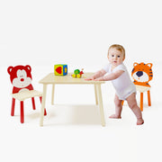 3-Piece Kids Wooden Table and Chair Set, Rabbit Ear Themed Toddler Activity Play Table with 2 Chairs, Solid Wood & MDF C