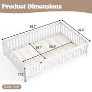 Montessori Floor Bed with Safety Guardrails and Lockable Door