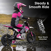 24V Kids Electric Motocross Ride On Motorcycle, 200W High Speed Hub Motor Dirt Bike Toy with Rear Shock Absorber, Adjust