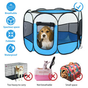 Portable Foldable Pet Tent Exercise Pen Kennel Removable Zipper Top and Bottom Water Resistant Indoor Outdoor Use For Dogs Cats Other Pets