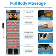 Full Body Massage Mat – Heat, Vibration, Neck & Foot Massage, Pillow Support