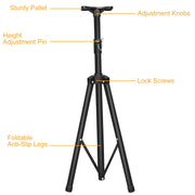 Heavy Duty PA Speaker Tripod Stand – Adjustable Height, 132 lbs Load