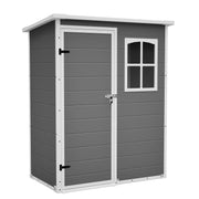5x3FT Resin Outdoor Storage Shed with Floor Lockable Garden Shed with Window Sloped Roof Weather-Resistant Tool Shed for