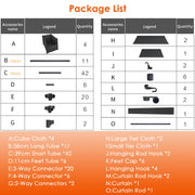 Portable Closet Wardrobe Clothes Storage Cabinet Organizer Garment Hanging Rack Shelves with 4 Storage Bags 1 Shelf 1 Hanging Rod 4 Hooks