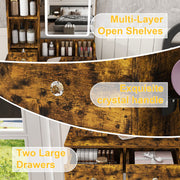 Vanity Desk with Lighted Mirror, Stool & Power Station