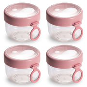 4Pcs Overnight Oats Containers with Lids and Folding Spoons 20OZ Portable Leak-proof Oats Jar For Milk Vegetable and Fruit Salad Yogurt Breakfast Cere