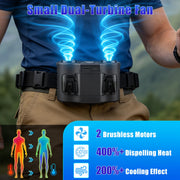Wearable Waist Fan with 16000mAh Power Bank & Dual Turbines