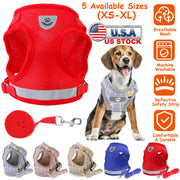 Pet Mesh Harness Dog Leash Set Reflective Chest Strap Adjustable Puppy Vest For Puppies Breeds Dogs Cats Walking Outdoor