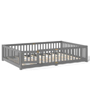 Montessori Floor Bed with Safety Guardrails and Lockable Door