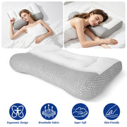 Ergonomic Bed Pillow with Dual Height Design & Breathable Mesh