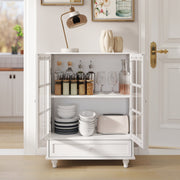 <strong style="color:red;">Prohibited Platform: Temu</strong> Buffet Cabinet with Glass Doors and Adjustable Shelves, Mo