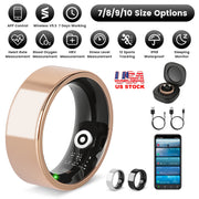 Smart Ring Health Tracker Fitness/Sleep/Stress/HRV Tracker with Charging Case Magnetic Charging Cable for Women's & Men Compatible with iOS & Android 7-