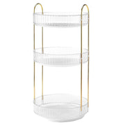 3 Tier Rotating Makeup Organizer 360¡ Spinning Perfume Cosmetic Storage Tray 55LBS Load Countertop Shelves for Lotion Lipstick