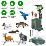 Solar Motion Sensor Animal Repellent Sprinkler with LED Light
