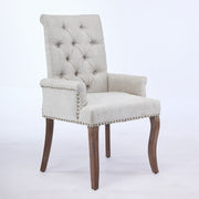 Tufted Dining Chair with Nailhead Trim & Curved Wood Legs