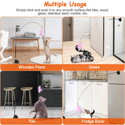 Interactive Cat Feather Wand Toy with Suction Cup Base