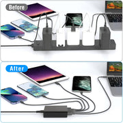 USB Fast Charger 45W 4-Port Fast Charging Station Type-C Wall Charger PD Adapter with 1 Type-C Port 3 USB-A Ports Fit for IOS Phone 13/iPad/Galaxy/Lap
