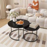 Nesting Coffee Table Set of 2 with Marble Pattern Tops